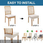 Smiry Waterproof Seat Covers for Dining Room Chairs Set of 4, Stretch Jacquard - Image 5