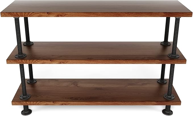 MUZIK 3-Tier Industrial Pipe Table Leg Set, Iron Base Legs Rustic Iron Pipe by MUZIKFurniture