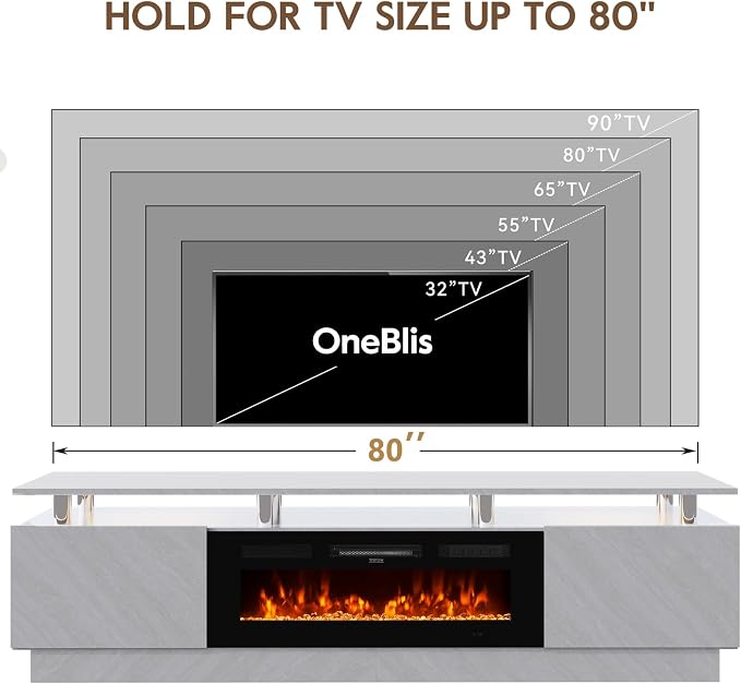 80" TV Stand & Entertainment Center, Media Console - Image 7
