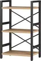 Homeiju Bookshelf, 3 Tier Industrial Bookcase, Metal Small Bookcase, Rustic - Image 9
