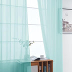 SpaceDresser Basic Rod Pocket Sheer Voile Window Curtain Panels Sky Blue 1 Pair - Image 3