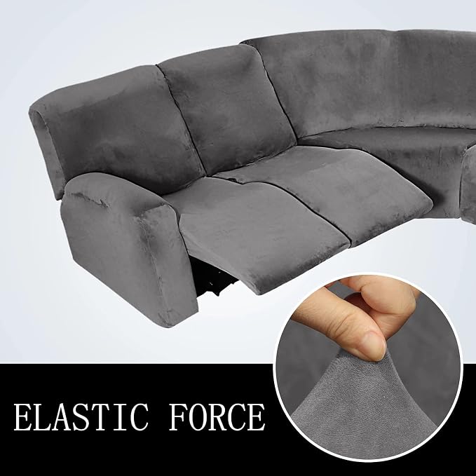 LightInTheBox 7-Piece Velvet Stretch Reclining Couch Covers 5 Seats Corner Sofa - Image 9