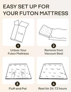 ZonLi Japanese Floor Futon Mattress Twin Size 75"x 39", 100% Cotton Cover 4'' - Image 8