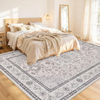 10x12 Area Rugs Living Room: Bedroom Washable Carpet Beige & Grey | Large - Image 2
