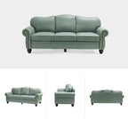 81" Genuine Leather Sofa, Classic 3-Seater Couchs - Image 6