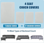 Water Repellent L Shaped Couch Covers 4 Pieces Sofa Seat Cushion Slipcovers - Image 7