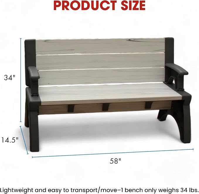 Convert-a-Bench 2-in-1 Outdoor Bench & Picnic Table - Image 2