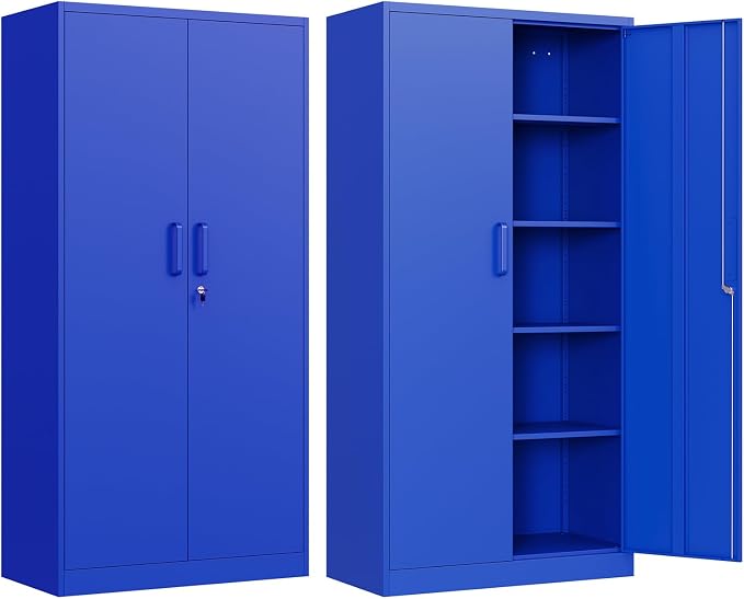 Metal Garage Storage Cabinet, Lockable Metal Cabinet by Anxxsu