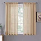 Tollpiz Short Sheer Curtains Linen Textured Living Room Curtain Sheers Light by Tollpiz