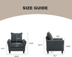 Mid-Century Accent Chair, Modern Linen Fabric Armchair - Image 2