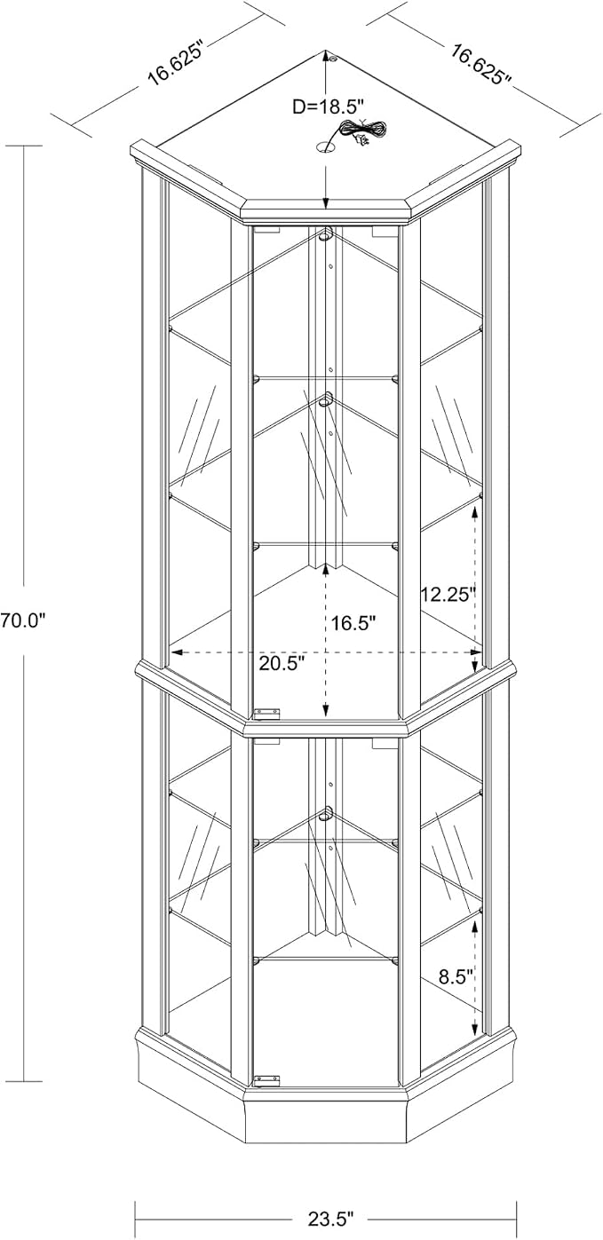 Corner Curio Cabinet, Wine Bar China Cabinet - Image 2