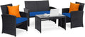 Tangkula 4 Pieces Patio Wicker Conversation Furniture Set, Patiojoy Sofa & by TANGKULA