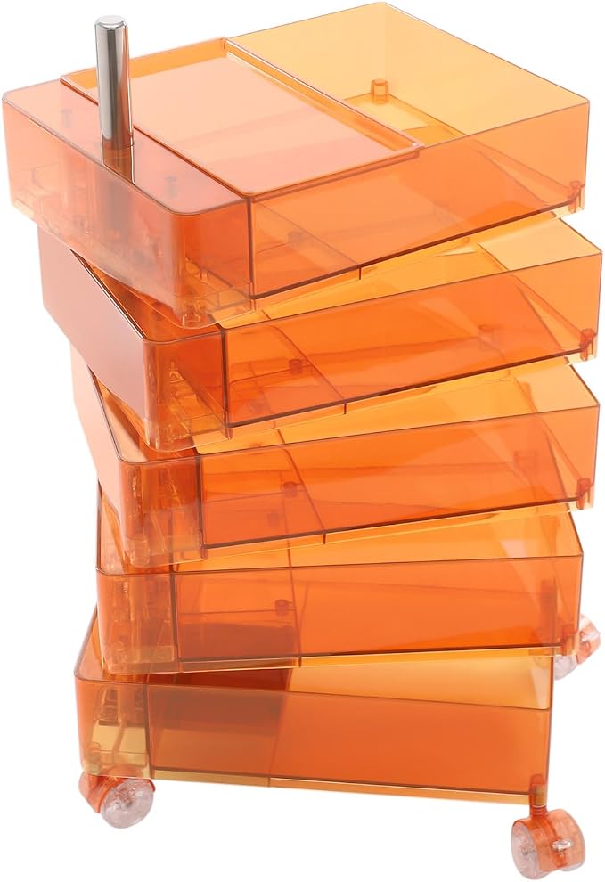 5 Tier Storage Cabinet, 360° Rotating Sofa Side Cabinet, Mobile Bedside Table - Image 8