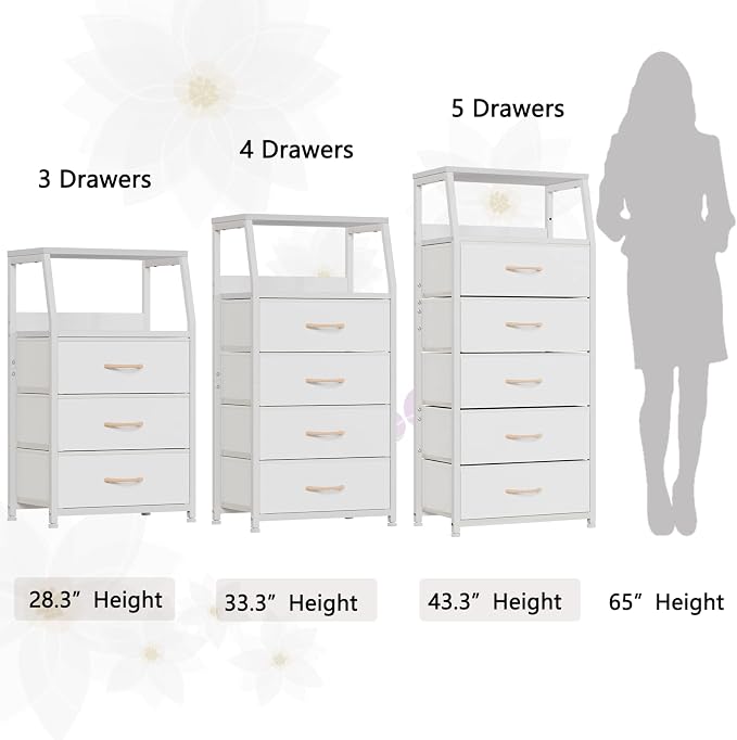 Furnulem White Nightstand with 3 Drawers and 2-Tier Shelf, Small Night Stand - Image 7