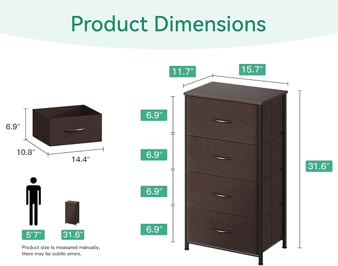 AODK Dresser for Bedroom with 4 Storage Drawers, Small Dressers Chest of - Image 3