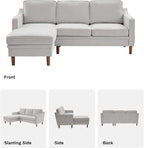 Kingfun 88" L-Shape Sofa, Chenille Sectional Couch, Mid Century Modern Couches - Image 4
