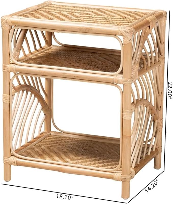 Baxton Studio Baara Modern Bohemian Natural Brown Rattan Nightstand - Image 3