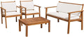 Flamaker Patio Furniture 4 Piece Outdoor Acacia Wood Patio Conversation Sofa Set by Flamaker