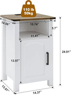 Farmhouse Nightstand with Charging Station, Rustic Bedside Table with Large - Image 3