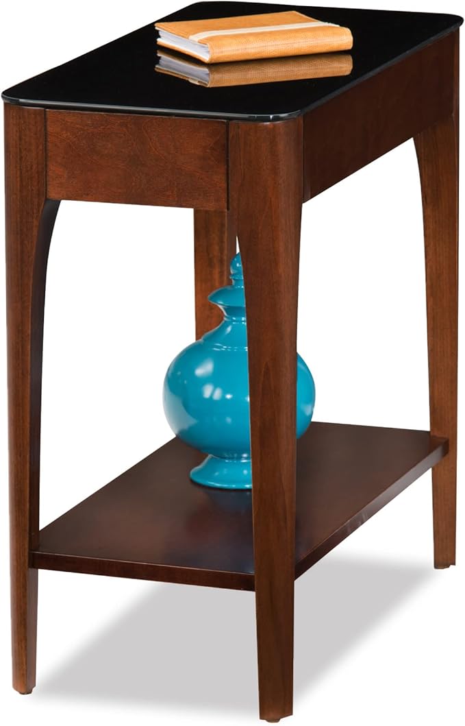 Leick Home 11105 Obsidian Glass Top Narrow Side Table by LeickFurniture