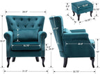 Mid Century Modern Accent Chair Upholstered Armchair Comfy Velvet Tufted - Image 2