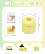 B FSOBEIIALEO Storage Ottoman Foldable, Sunflower Shaped Small Footrest - Image 3