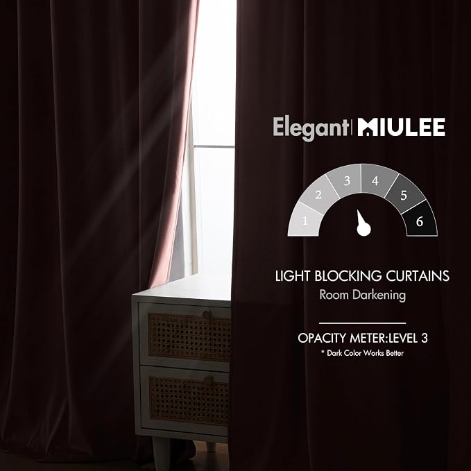 MIULEE Light Pink Velvet Curtains 52x90 inches Luxury Blackout Curtains | - Image 5