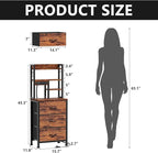 Furnulem Tall Night Stand with LED & USB Ports, 45.3inch Nightstand with Open - Image 3