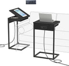 sthmec C Shaped End Table with Charging Station, 45° Tiltable Adjustable Flip by Unknown