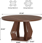 IBF Walnut Round Dining Table, Modern Wood Dinner Tables, Round Kitchen Table - Image 2