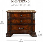 First of a Kind Traditional Wood Bedside Table Santa Monica Collection Cherry - Image 4