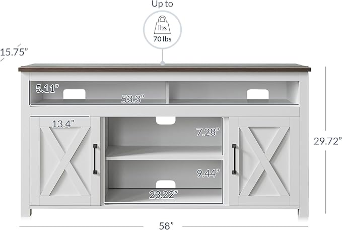 BELLEZE 58 Inch TV Stand, Contemporary Entertainment Center - Image 5