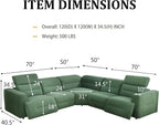 Power Recliner Sectional Sofa, L-Shaped Living Room Furniture Set, Flannel - Image 2