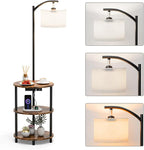 Round Side Table with Lamp and USB Ports, 3-Tier Small End Table by RISWER