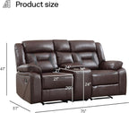 EBELLO Manual Faux Leather Loveseat Recliner, 2 Seat Reclining Sofa Chair - Image 2