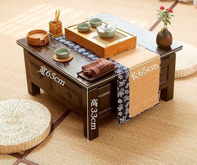 LUNIZ Nightstand Sofa Table Old Chinese Style Dining Table Wooden Storage - Image 2