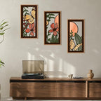 IARTTOP Wood Floral Framed Wall Art 8x16 Inch Set of 3 Abstract Green Leaf - Image 3