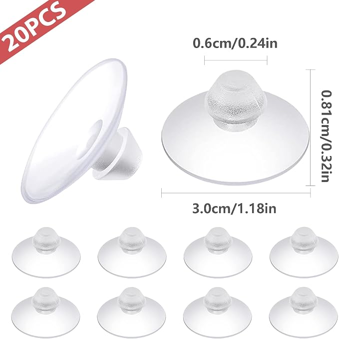 20-Pack Transparent Anti-Collision Suction Cups, 30mm/0.7" Mark-Free Design - Image 2