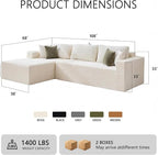 108" Boneless Couch Modular Sectional Sofa, L-Shaped Couch - Image 2