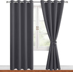 Blackout Curtains for Bedroom, 52 x 84 Inches Long, Dark Grey | Thermal by Hiasan