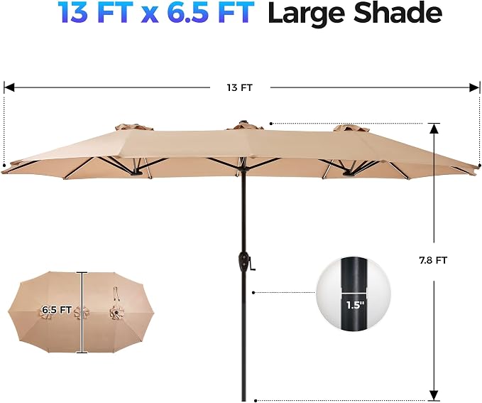 SUPERJARE 13ft Outdoor Patio Umbrella - Image 7
