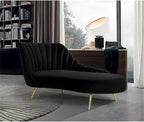 Home Square 2-Piece Set with Velvet Accent Chair and Chaise in Black and Gold - Image 9