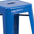 Flash Furniture Kai Commercial Grade 24" High Backless Blue Metal - Image 7