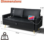 LINLUX Black Leather 60" W Couch - Image 2