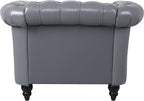 LEVNARY Leather Upholstered Armchair, Mid-Century Modern Single Sofa Chair - Image 5