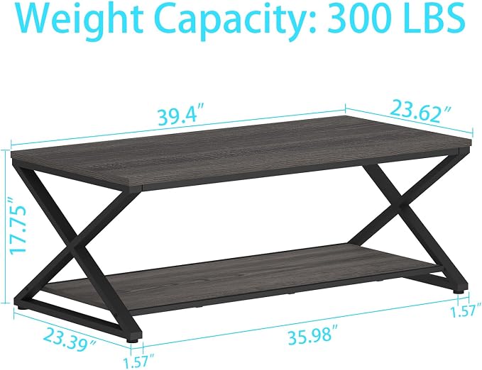 HSH Gray Storage Coffee Table, Modern Center Table - Image 2