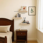 Floating Shelves, Oak Wooden Set of 3 Wall Mounted Bathroom Shelves Over Toilet - Image 2
