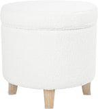 HomePop Round Transitional Faux Sheepskin Fabric Storage Ottoman|Homepop Home - Image 7