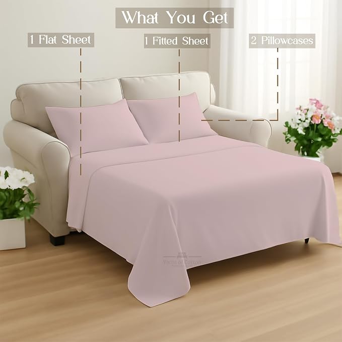 Sleeper Sofa Bed Sheet, 100% Cotton 400 Thread Count, 4 Piece Set, Deep Pocket - Image 9