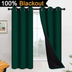 Yakamok Dark Green 100% Blackout Curtains 63 Inches Long 42" Wide 2 Panels | - Image 2